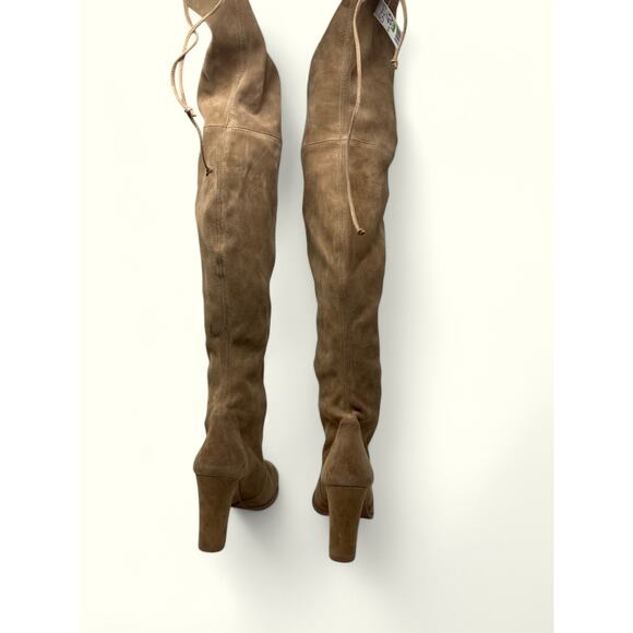 Stuart Weitzman Suede Hiline Over the Knee High Heel Boot Tan Women's Size 5.5 - Picture 3 of 5